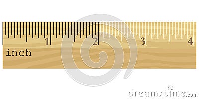 Wooden ruler in inches Cartoon Illustration