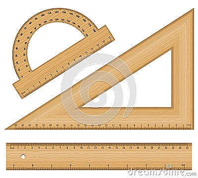 Wooden ruler instruments Vector Illustration