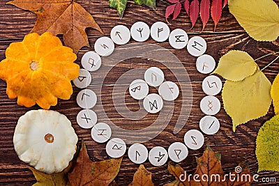 Wooden runes for oracle Stock Photo