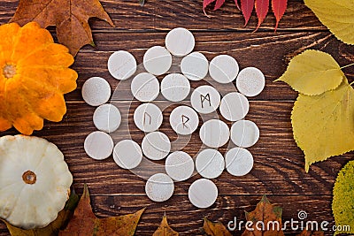 Wooden runes for oracle Stock Photo