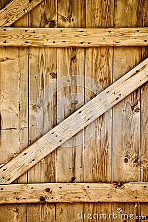 Wooden rustic barn door detail. Stock Photo