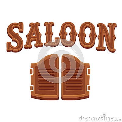 Wooden saloon doors and lettering Vector Illustration