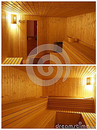 Wooden sauna Stock Photo