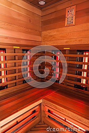 Wooden Sauna interior Stock Photo