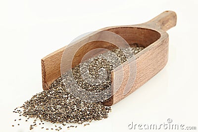 Wooden Scoop With Chia Seeds Isolated Stock Photo