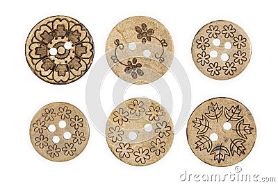 Wooden sewing button Stock Photo