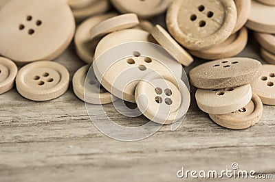 Wooden sewing buttons Stock Photo