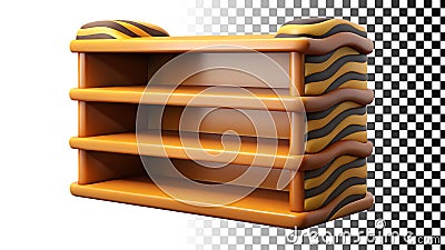 Wooden shelf unit simple storage for books or decor items png transparent image Generative AI Stock Photo