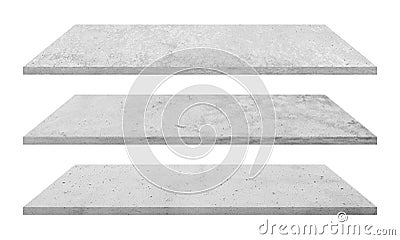 Stone shelves isolated on white with clipping path, Wood table top Stock Photo