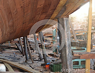 Wooden ship on African Weft Stock Photo