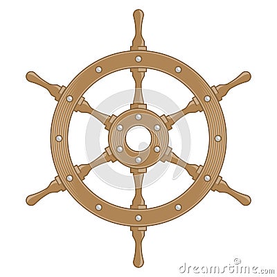 Wooden ship wheel. Vector Illustration