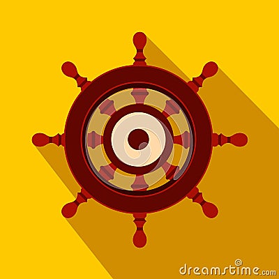 Wooden ship wheel flat icon Vector Illustration