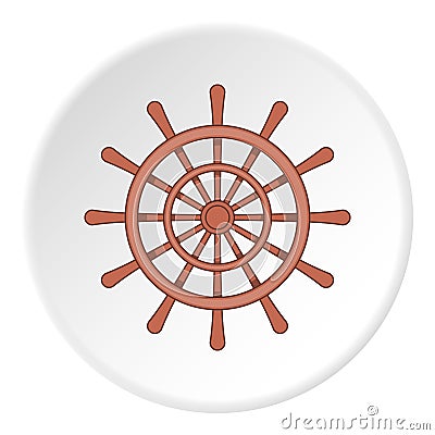 Wooden ship wheel icon, cartoon style Vector Illustration