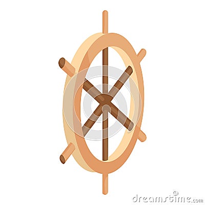 Wooden ship wheel icon, cartoon style Vector Illustration