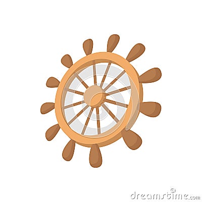 Wooden ship wheel icon, cartoon style Vector Illustration
