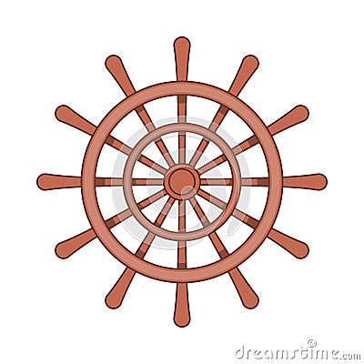 Wooden ship wheel icon, cartoon style Vector Illustration