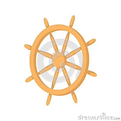 Wooden ship wheel icon, cartoon style Vector Illustration