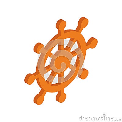 Wooden ship wheel isometric 3d icon Vector Illustration