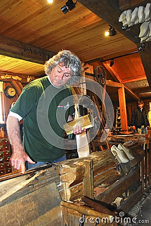 Wooden shoe maker Editorial Stock Photo