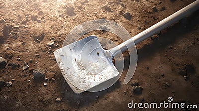 Ray Tracing Shovel: A Social And Political Commentary In Silver And White Stock Photo