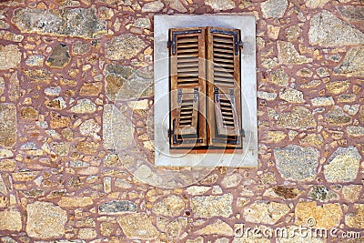 Wooden shutter and window Stock Photo