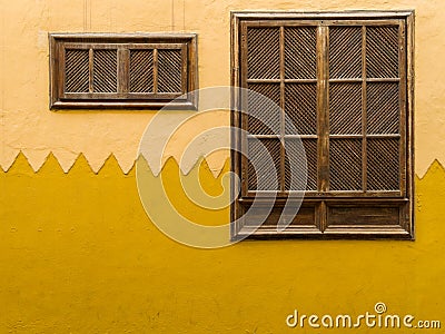 Wooden Shuttered Windows Gran Canaria Spain Stock Photo