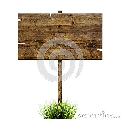 Wooden sign in green grass Stock Photo