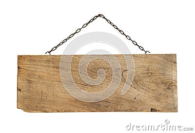 Wooden sign hanging Stock Photo