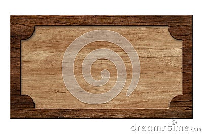 Wooden sign or picture frame made of dark natural wood Stock Photo