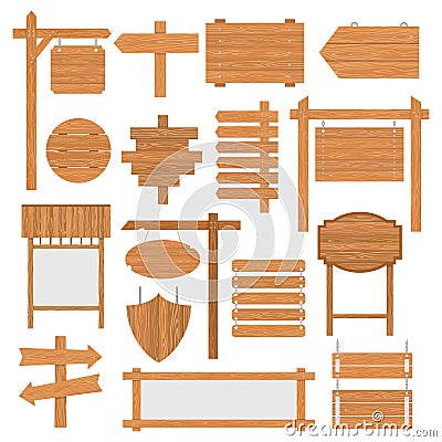 Wooden signages set Vector Illustration