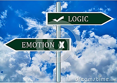 Emotion versus Logic Stock Photo