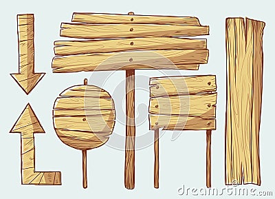 Wooden signs Vector Illustration