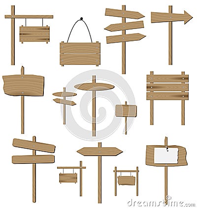 Wooden Signs Vector Illustration