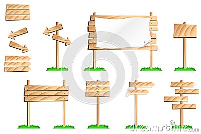 Wooden Signs Vector Illustration