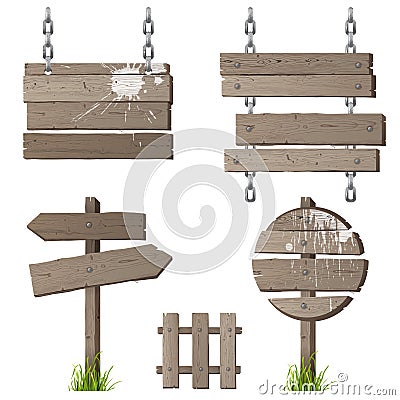 Wooden signs Vector Illustration