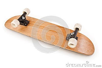 Wooden Skateboard Upside Down Stock Photo