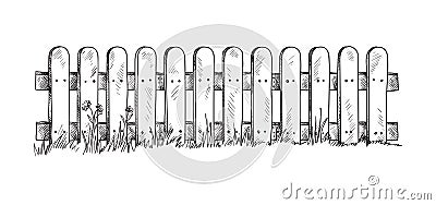 Wooden sketch fence Vector Illustration