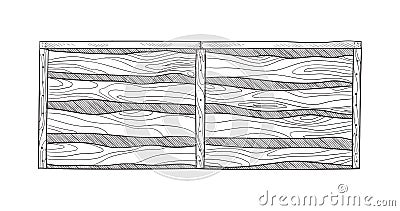 Wooden sketch fence Vector Illustration