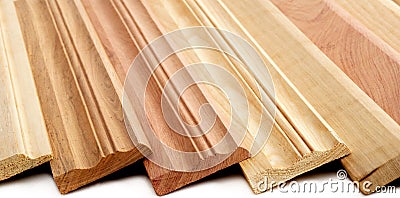 Wooden Skirting Boards Stock Photo