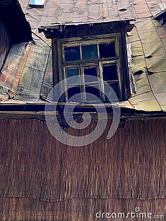 window in an old ruined house Stock Photo