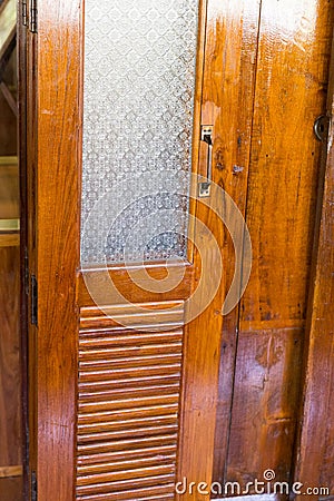 wooden sliding and folding door Stock Photo