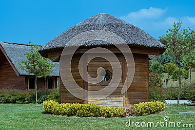 Wooden small house and blue sky Stock Photo