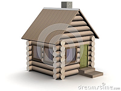 Wooden small house. The isolated illustration. Cartoon Illustration