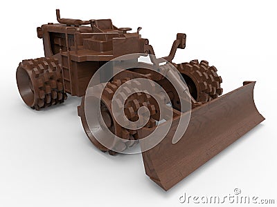 Wooden snow mower truck Cartoon Illustration