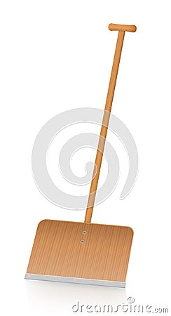 Wooden Snow Shovel Vintage Snowpusher Winter Tool Vector Illustration