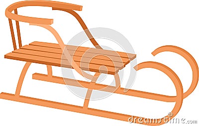 Wooden Snow Sledge Vector Illustration