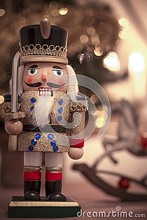 Wooden soldier toy - christmas ornament Stock Photo