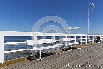 Wooden Sopot pier in sunny summer day, Sopot, Poland Stock Photo