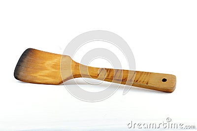 Wooden spatula isolated Stock Photo