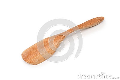 Wooden spatula for spices, tea isolated on a white background Stock Photo